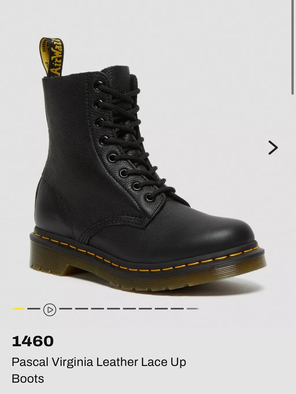 Dr. Martens 1460 Pascal Virginia Leather Lace Up Boots Womens Size 10 Black